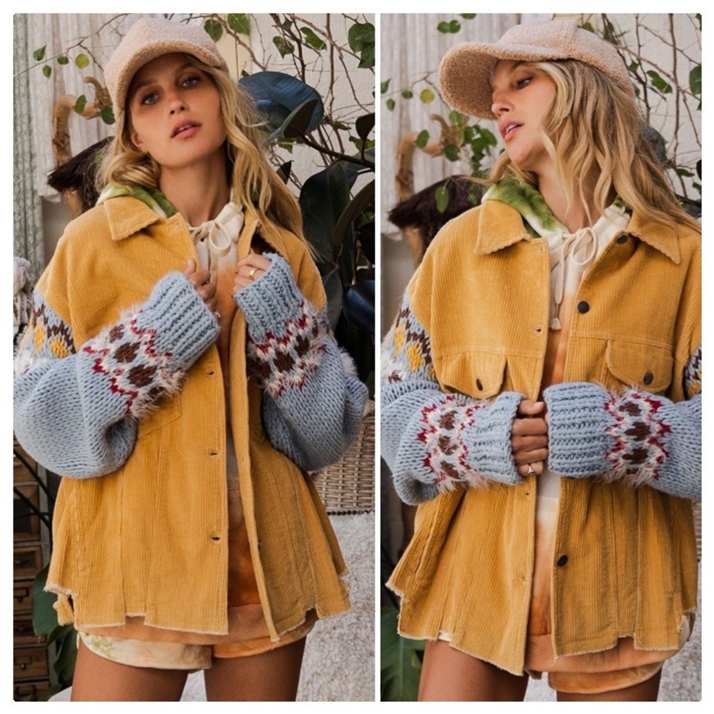 Winter Corduroy & Knitted Sleeve Jacket - Picture 13 of 13